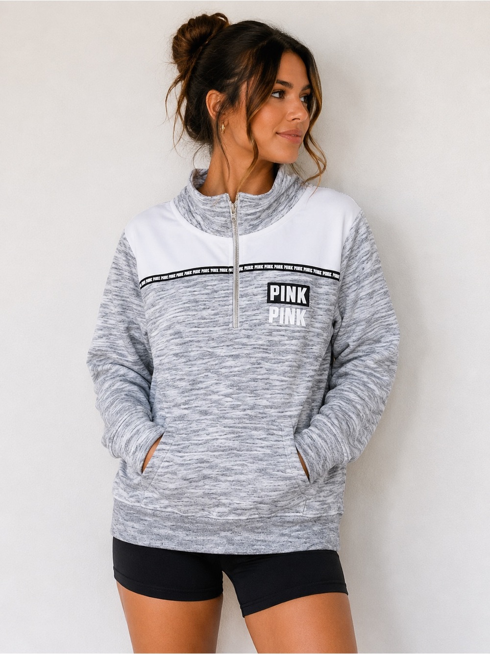 PINK by Victoria’s Secret Quarter-Zip Pullover Sweatshirt Small